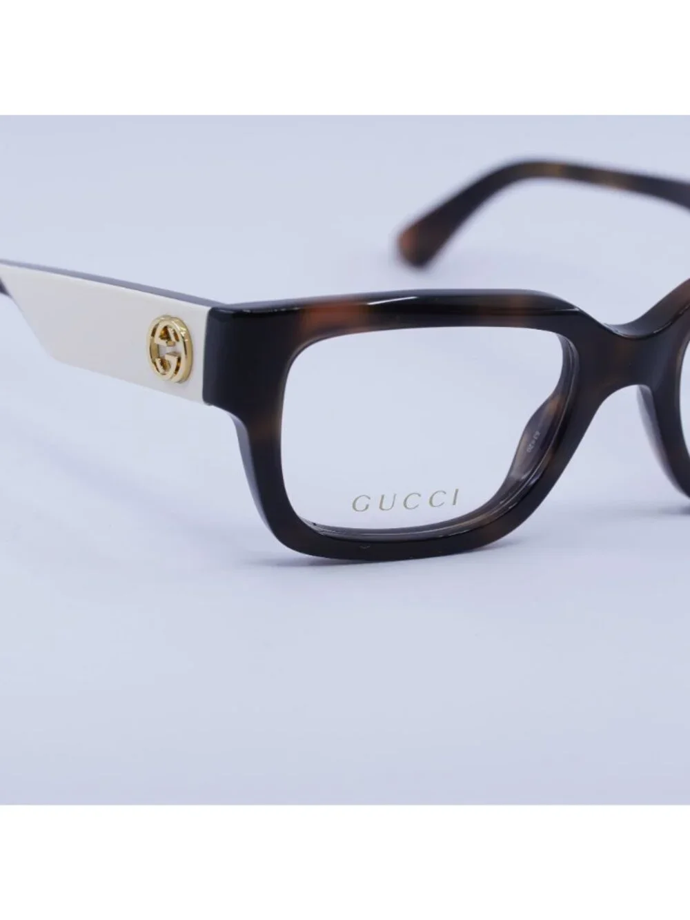 Gucci GG1666O 007 Eyeglasses Havana with White 53mm Square Frame